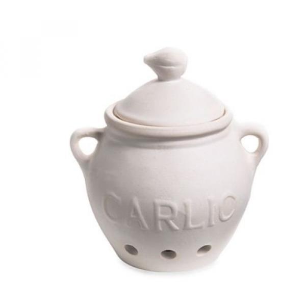 Fox Run Garlic Keeper Storage Container Lid White Saver Fresh TerraCotta Jar #1 image