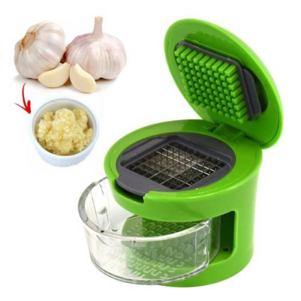 Garlic Press Slicer Crusher Dicer Chopper 2 Cutting Blades Hand Kitchen Tool Kit #1 image