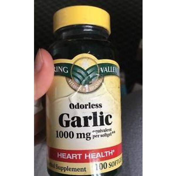 SPRING VALLEY 1000mg Odorless GARLIC  100 SOFTGELS Exp 4/17 Sealed Damage Bottle #1 image